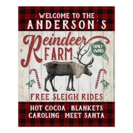 Póster Rústica granja de renos nombre personalizado de gr