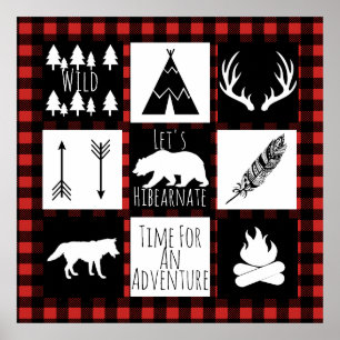 Póster Rústica inspección de búfalo para animales y silve