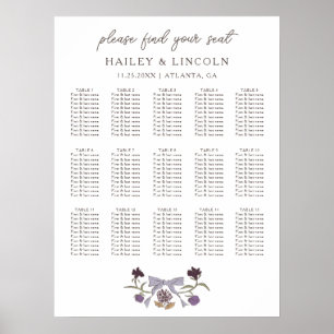 Póster Rústica Lilac Bow Floral Boda