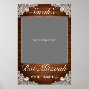 Póster Rústica Madera y Blanco Bat de encaje Mitzvah Phot