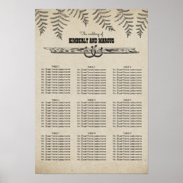 Póster Rústica tabla de asientos de Bodas de herradura de