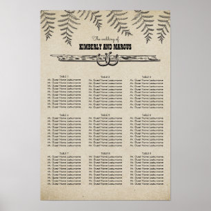 Póster Rústica tabla de asientos de Bodas de herradura de