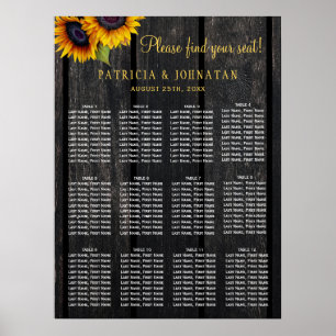 Póster Rústica tabla de asientos de bodas de madera de gr