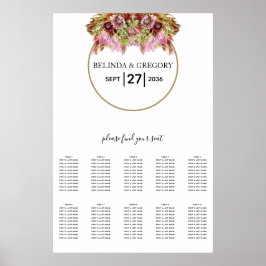 Póster Rústica tabla de asientos para Bodas de flores sil