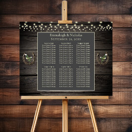 Póster Rústica tabla de asientos para Bodas de madera de