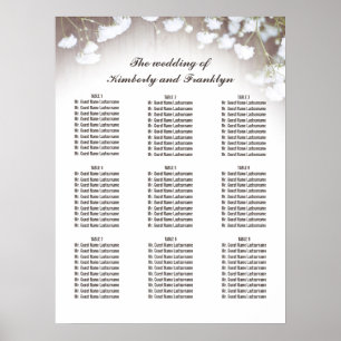Póster Rústica tabla de asientos para bodas en el campo d