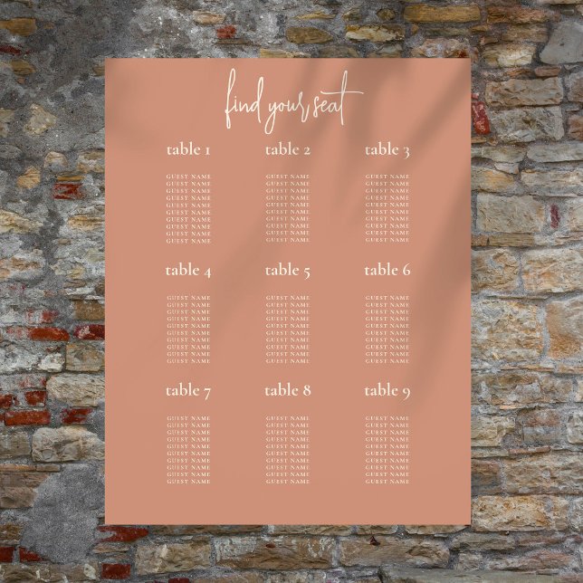 Póster Rústica Terracota 9 Tabla de asientos Boda (Available printed or as a printable digital download)