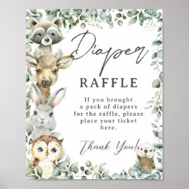 Póster Rústica vegetación Woodland Animales Diaper Raffle