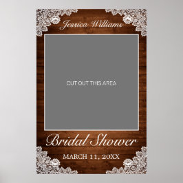 Póster Rústica Wood & White Lace Bridal Shower Prop
