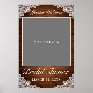 Póster Rústica Wood & White Lace Bridal Shower Prop
