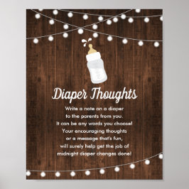 Póster Rústico bebé elabora ideas de pañales Baby Shower