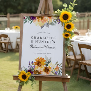 Póster Rústico Boda de girasol ensayo Rótulo de cena