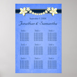Póster Rústico Boda Floral Azul 9 Cuadros De Mesa
