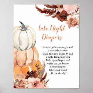 Póster Rústico Boho Juego de Calabaza Tarde Noche Diaper