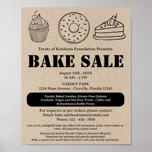 Póster Rústico Brown Kraft Bake Sale