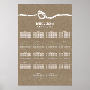 Póster Rústico Burlap Knot 18 Tablas Boda de asiento