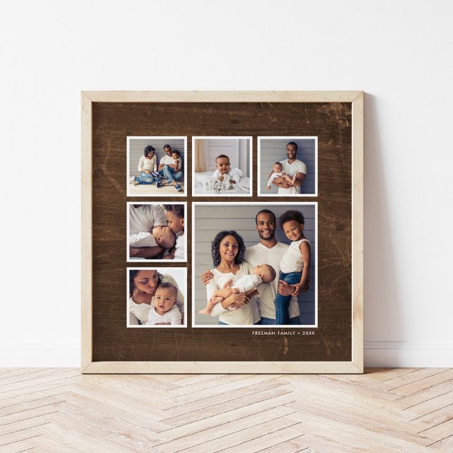 Póster Rústico Faux Barn Wood 6 Collage de fotos cuadrado (Subido por el creador)