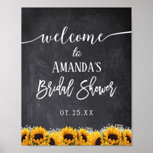 Póster Rústico girasol Floral Chalkboard Bridal Shower