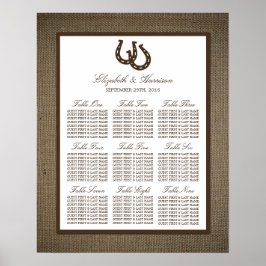 Póster Rústico Herradura Del País En El Boda Burlap