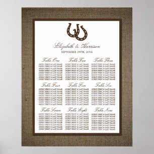 Póster Rústico Herradura Del País En El Boda Burlap