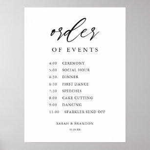 Póster Rústico orden de eventos Día de boda Poster de la 