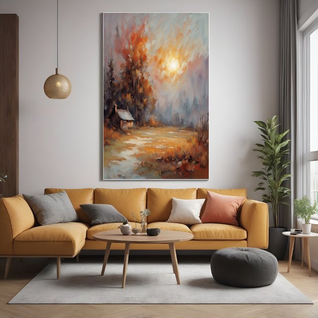 Póster Rústico Otoño Cabina Paisaje Caída Arte (Subido por el creador)