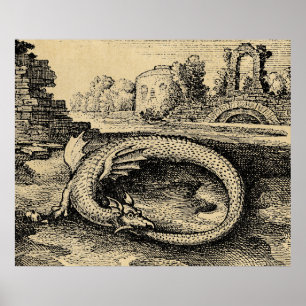Póster Rústico Ouroboros Dragon