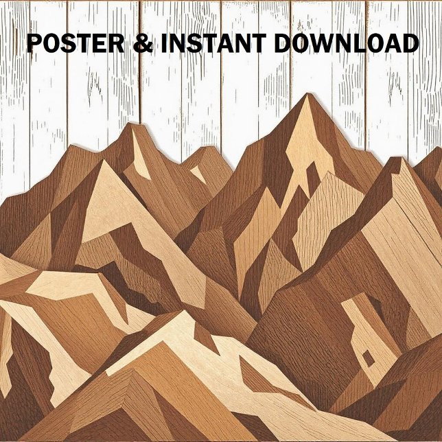 Póster Rústico paisaje de montaña sobre fondo de madera (Subido por el creador)