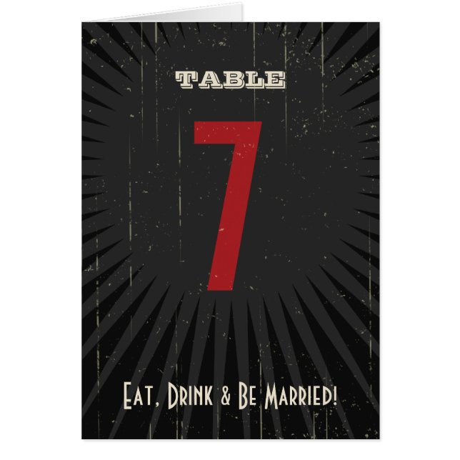 Poster Rústico: Red & Black Table Number (Frente)