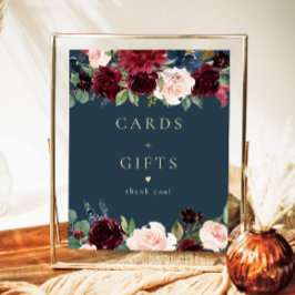 Póster Rústico Rótulo de tarjetas y regalos florales de B