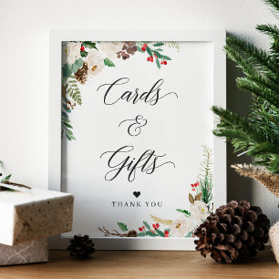 Póster Rústico Rótulo de tarjetas y regalos florales de i