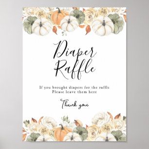 Póster Rústico Rótulo Raffle Raffle de Calabaza de Otoño