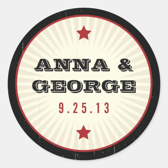 Poster Rústico: Sello de Pegatina rojo y negro (Anverso)