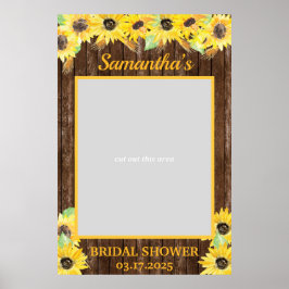 Póster Rústico Sunflowers Bridal Shower Photo Prof Frame