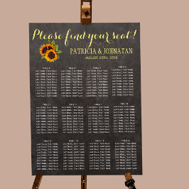 Póster Rústico tablero de boda de girasoles