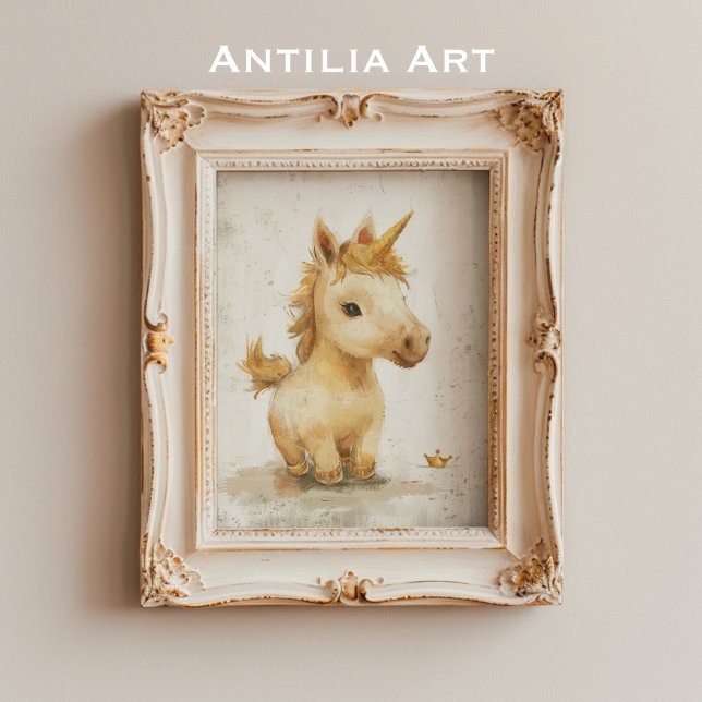 Póster Rústico unicornio pinta pequeña corona dorada (Subido por el creador)