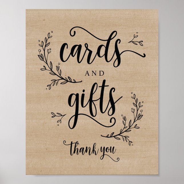 Póster Rústico Vines Bodas y Regalos Poster de Rótulo (Frente)