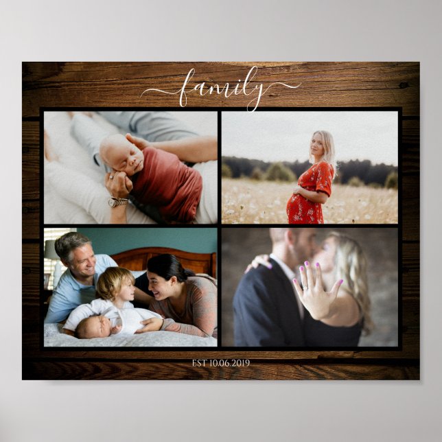 Póster Rustikal Kundenspezifisches Familie Foto Poster (Frente)