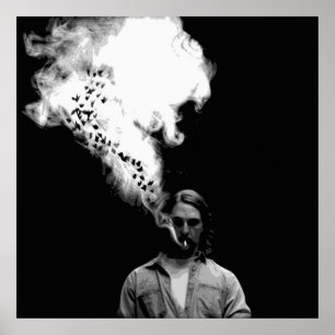 Póster Rustin Cohle de un verdadero detective fumando un 