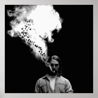 Póster Rustin Cohle de un verdadero detective fumando un 