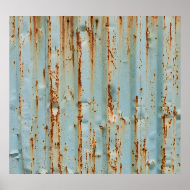 Póster Rusty Blue Pintado Textura Metalizado (Frente)