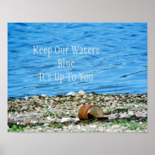 Póster Rusty Can By Blue Water Message Poster