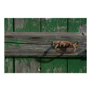 Póster Rusty Mano De Puerta En La Puerta Verde