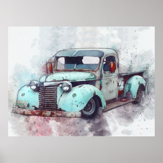 Póster Rusty Old Truck Vintage (Frente)