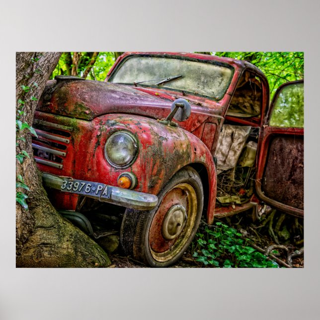 Póster Rusty Red Truck Vintage (Frente)