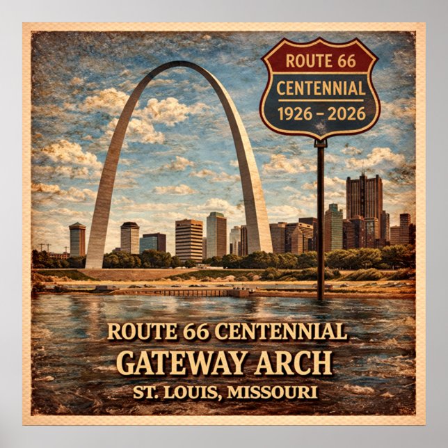 Póster Ruta 66 Arco Gateway de San Luis (Frente)