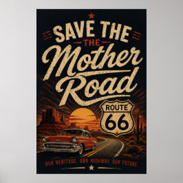 Póster Ruta 66 Clásico Salva la Carretera Madre 