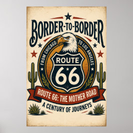 Póster Ruta 66 de Frontera a Frontera Madre Americana