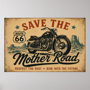 Póster Ruta 66 Leyenda de la Carretera en Motocicleta