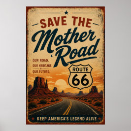 Póster Ruta 66 Madre Carretera Desierto Americana Legado 